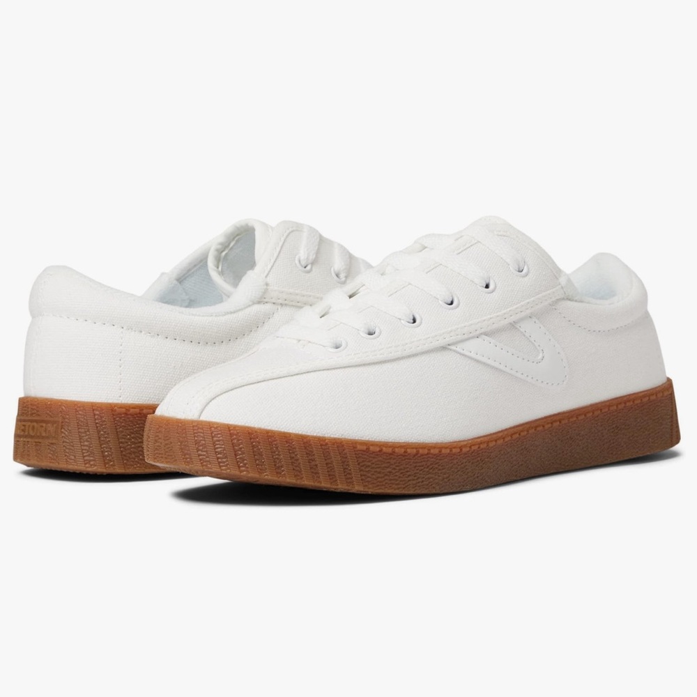 Tretorn White Canvas Sneakers with Gum Sole